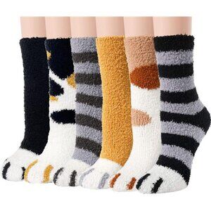 Women Fuzzy Socks Cozy‎ Soft Fluffy Cute Animal Slipper Multicolored Socks